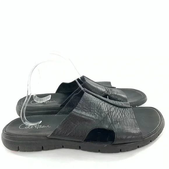Cole haan mens sandals size 12 black leather Nike lab comfort slides - Picture 1 of 14